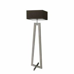 Stojací lampa JAWA hnědá dřevěná s látkovým stínidlem do obýváku a ložnice Lysne 138 cm