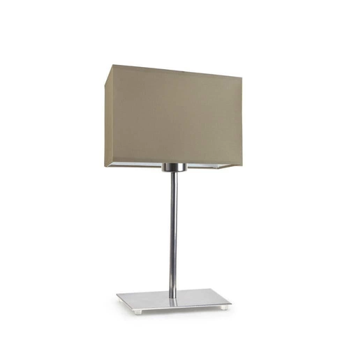 Noční lampička do ložnice AMALFI moderní béžová s textilním stínidlem a chromovanou základnou LYSNE