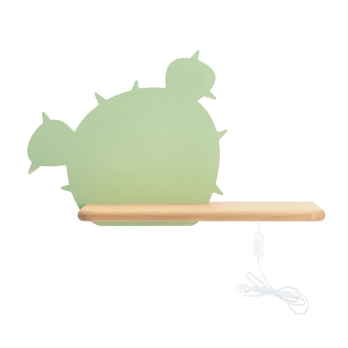 Dětské LED nástěnné svítidlo Cactus zelené dřevěné 4000K