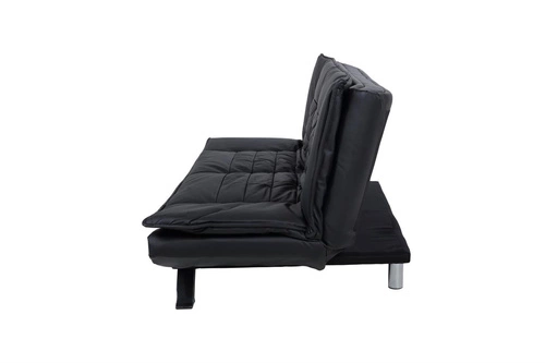 Rozkládací pohovka s funkcí spaní Faith 3místná černá ekokůže moderní do obýváku