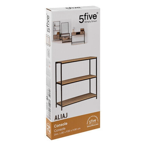 Loftová konzole Aliaj 3úrovňová s policemi do předsíně a obývacího pokoje černá přírodní 80 cm