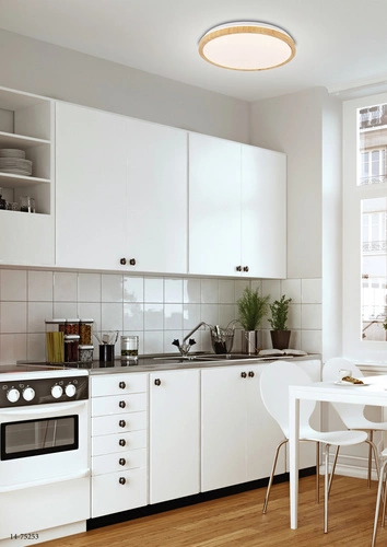 LED stropní svítidlo Gandava 38 cm bílodřevěné moderní do obýváku a ložnice 4000K