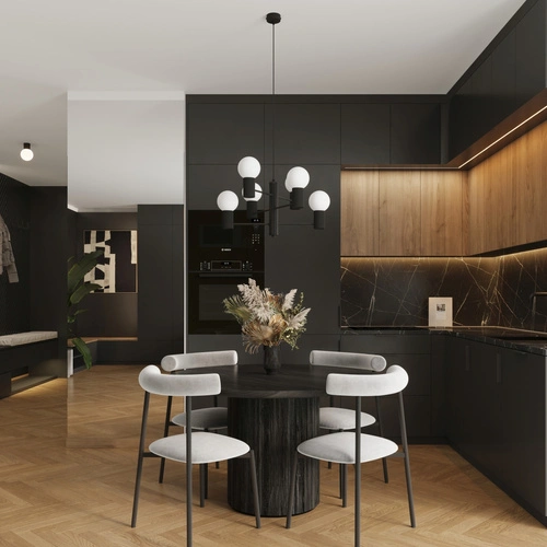 Moderní černý lustr HALO 6 stropní svítidlo do obýváku a jídelny hliník