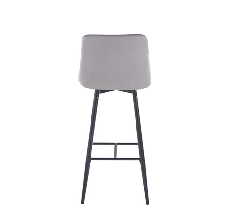 Barová židle Poly High šedý samet s opěrkou moderní do kuchyně na černých nohách 77 cm Intesi