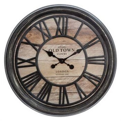 Nástěnné vintage hodiny do obýváku 50 cm Atmosphera dřevěný vzhled loft