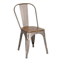 Jídelní kovová židle Paris Wood D2.DESIGN s dřevěným sedákem v industriálním stylu