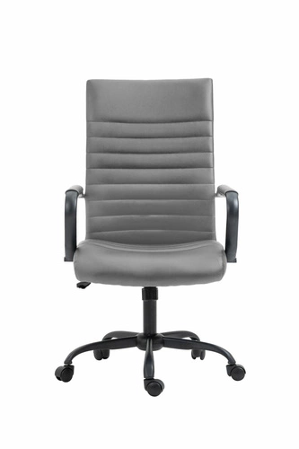 Ergonomická otočná kancelářská židle Sorpreso šedá kožená moderní s područkami do kanceláře