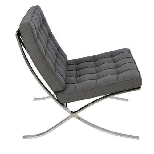 Relaxační křeslo BA1 inspirované Barcelona do obýváku glamour látka antracit chrom