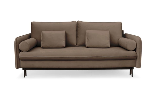 Rozkládací pohovka Diana hnědá s úložným prostorem a funkcí spaní moderní trojmístná do obýváku