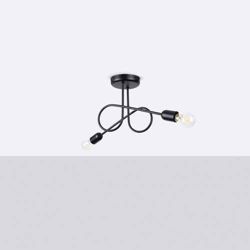 Lustr LOOP 2 černý minimalistický kovový do obývacího pokoje a ložnice SOLLUX LIGHTING