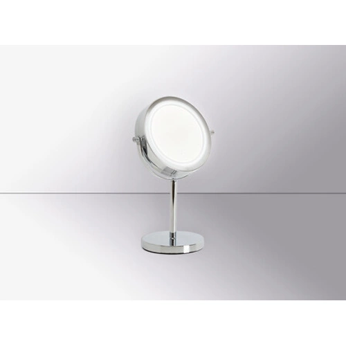 Stolní kulaté zvětšovací LED zrcátko na líčení v stříbrném rámu Juvira