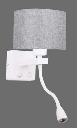 Nástěnné svítidlo Polo 1x40W E27 + 2W LED bílé stínítko kulaté šedé