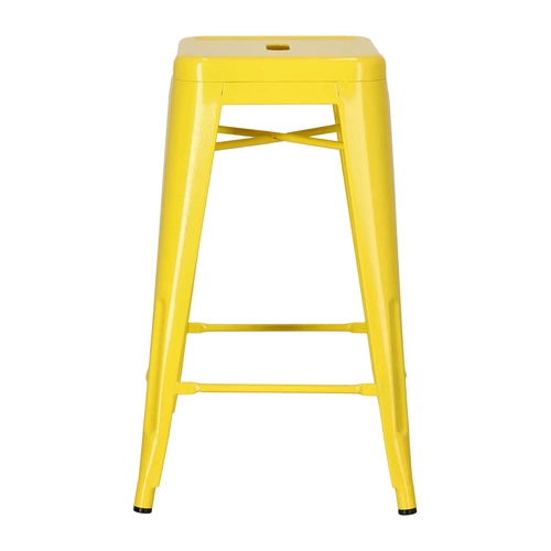 Barová stolička Paris 66 cm žlutá kovová bez opěradla industriální k kuchyňskému ostrůvku inspirovaná Tolix