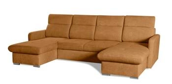 Rohová sedačka Limi U s rozkladem a úložným prostorem do obýváku okrová