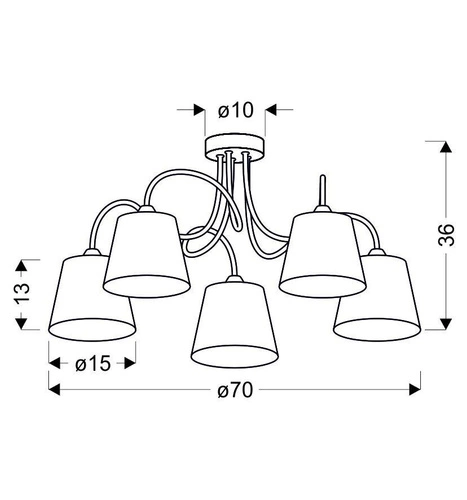 Závěsná lampa Luk 5 světel chrom glamour do obýváku a jídelny CANDELLUX LIGHTING