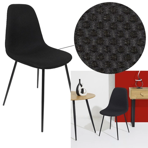 Čalouněná jídelní židle Pori černá Intesi moderní na kovových nohách do jídelny a kuchyně