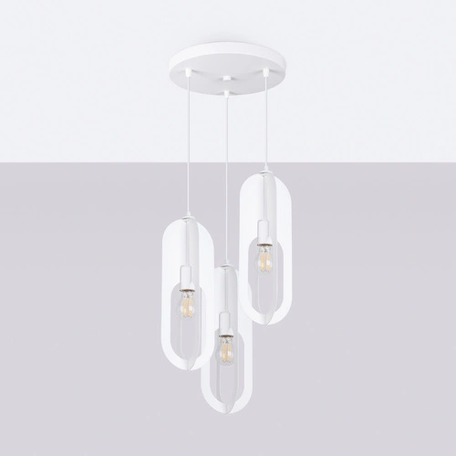 Moderní závěsné svítidlo NICUS 3P bílé do obýváku a jídelny trojité kovové