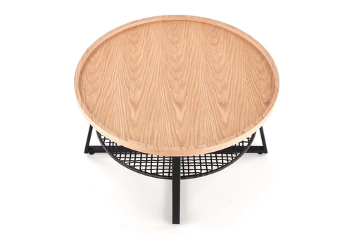 Kulatý konferenční stolek Florence 80 cm skandinávský dub s policí do obýváku Intesi