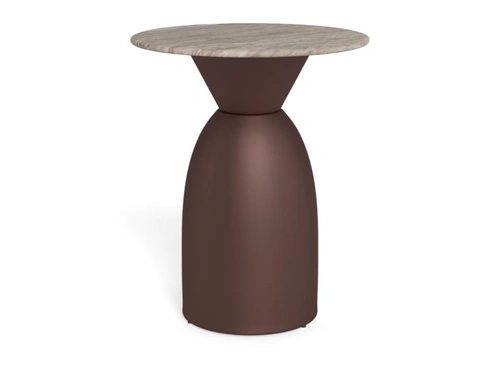 Konferenční stolek Ferrol 40 cm kulatý šedý mramor moderní do obýváku