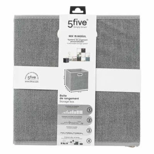 Textilní úložný box do regálu 31x31 cm světle šedý s kovovým úchytem 5five simply smart