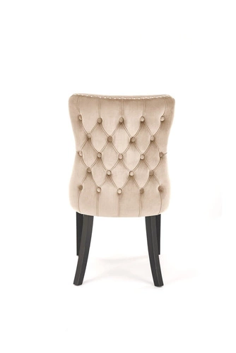 Jídelní židle Iridionne sametová béžová čalouněná moderní na černých nohách