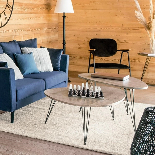 Oválný konferenční stolek Neile Atmosphera moderní dřevěný na kovových nohách do obýváku