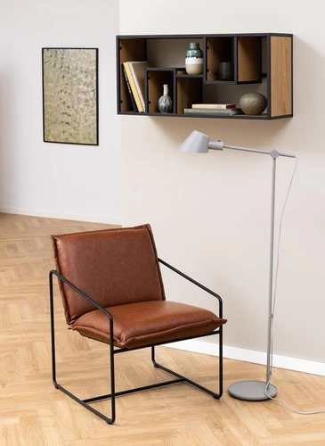 Moderní nástěnná police na knihy Seaford III dub/černá loftová 95 cm Actona