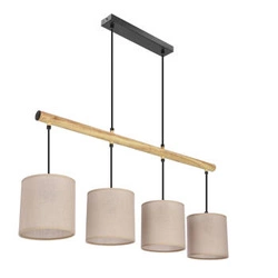 Kombinovaná závěsná lampa černá 4x60W E27 stínidlo béžové barvy