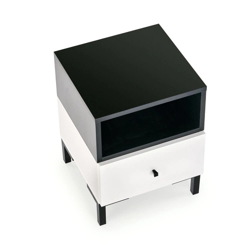 Moderní bílý noční stolek se zásuvkou Tisaia Intesi do ložnice 40x40 cm