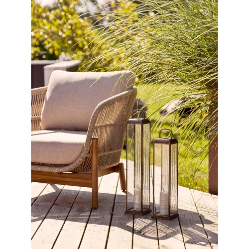 Zahradní lucerna Herslev vysoká sklo a staromosaz na terasu i do zahrady