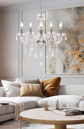 Závěsné svítidlo Cristallo moderní chromované do obýváku a ložnice skleněné 56 cm