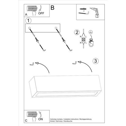 Betonové nástěnné svítidlo Vega 50 cm šedé moderní do obýváku a ložnice Sollux Lighting