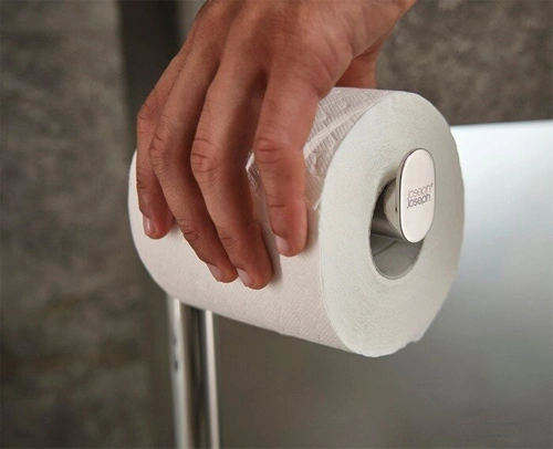 Stojan na toaletní papír Joseph Joseph Easystore Luxe stříbrný nerez moderní do koupelny