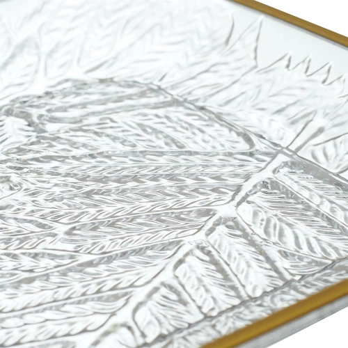 Dekorační kulatý podnos Mirage Intesi 34 cm průhledný se zlatým okrajem na servírování