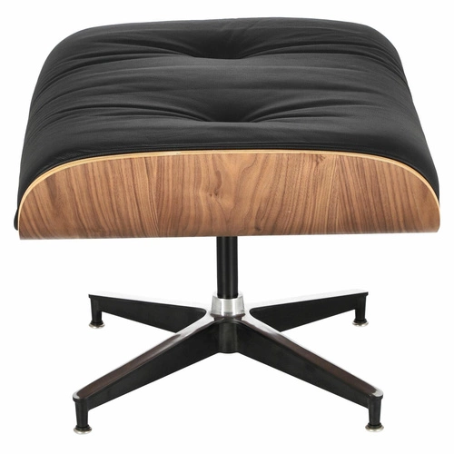 Odpočinkové křeslo do obýváku Vip Lounge Chair kožené černé s podnožkou moderní