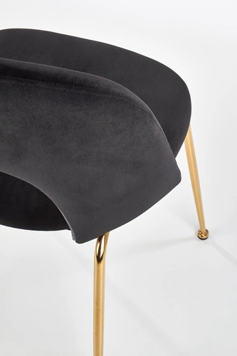 Čalouněná sametová židle Solin černá se zlatými nohami glamour do jídelny a obývacího pokoje Intesi