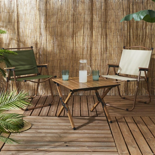 Skládací čtvercový konferenční stolek Mariposa moderní hnědý na zahradu a balkon Intesi