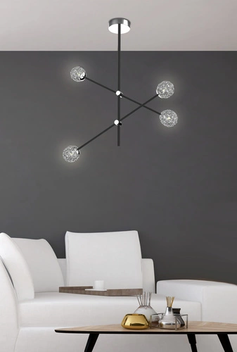 Závěsné svítidlo Paksos moderní LED černé skleněné do obýváku s nastavitelnou výškou 57 cm