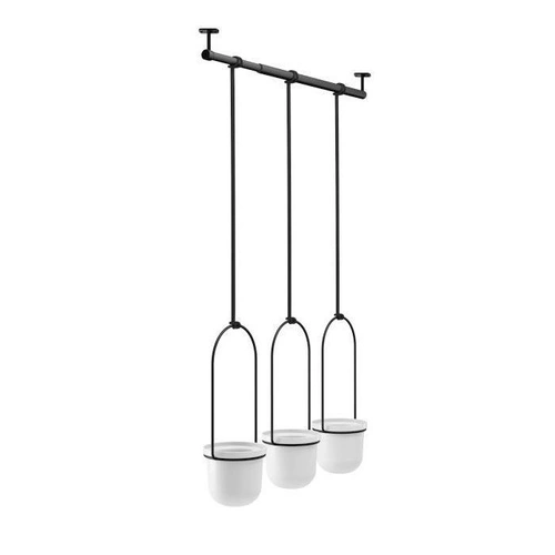 Závěsná sada květináčů Triflora Umbra na bylinky do kuchyně bílá černá nastavitelná