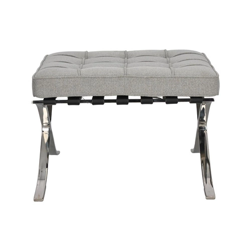 Čalouněný taburet BA1 inspirovaný Barcelona světle šedý do moderního obýváku D2.DESIGN