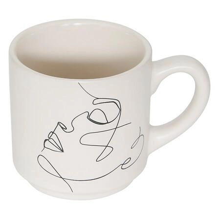 Sada 4 keramických hrnků Face 120 ml na kávu se stojánkem 5five simply smart