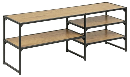 Industriální TV stolek 120 cm Seaford do obýváku dub přírodní a černá Actona