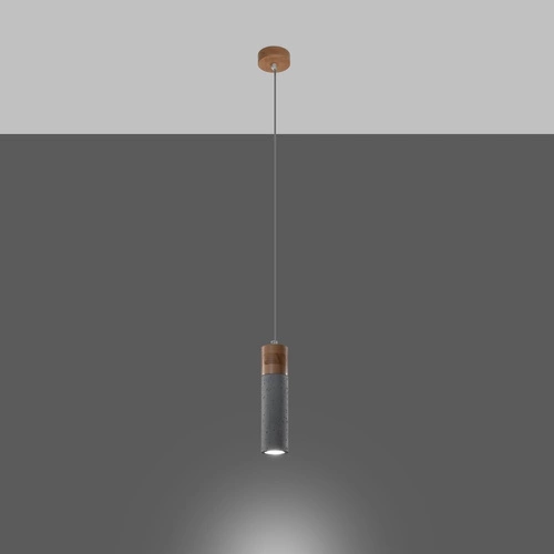 Závěsné svítidlo ZANE šedé betonové a dřevěné do kuchyně a jídelny moderní 120 cm