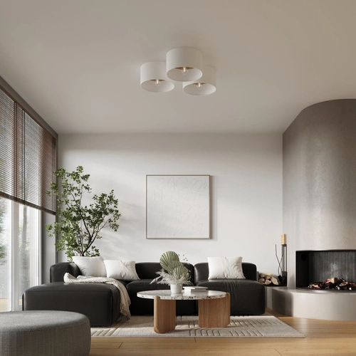 Stropní svítidlo TELESTO bílý dřevěný kulatý skandinávský do obýváku a ložnice 35 cm