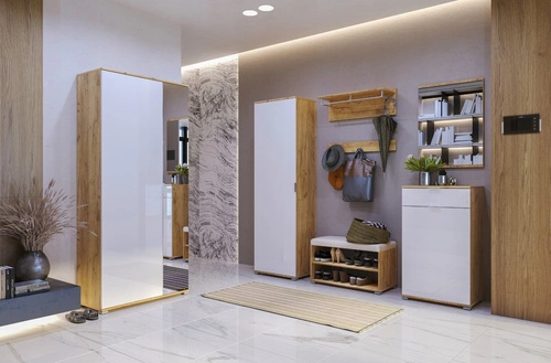 Komoda Tissa 60 cm bílý lesk se zásuvkami moderní do předsíně Intesi