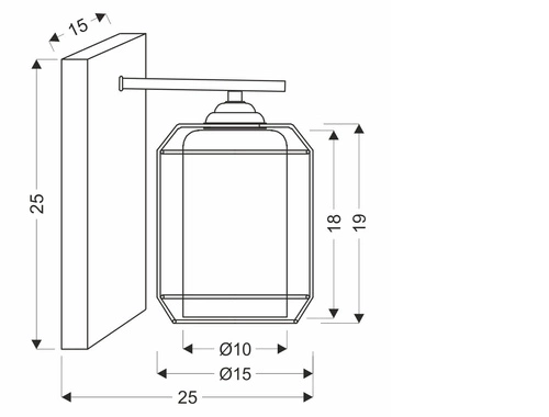 Nástěnné svítidlo Jonera moderní černé s kouřovým sklem do obýváku a ložnice 25 cm