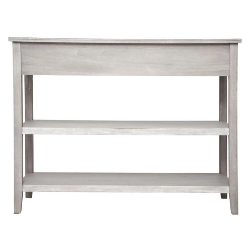 Skandinávská konzole Charme se zásuvkami a policemi do předsíně nebo ložnice, bělené dřevo