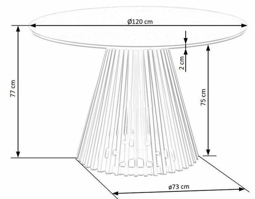 Jídelní kulatý stůl Tokyo 120 cm moderní přírodní dub na černé podnoži Intesi