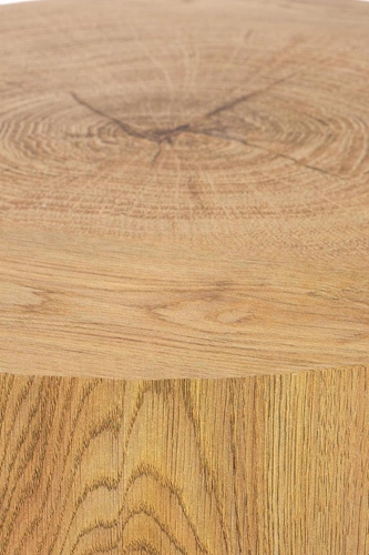 Kulatý konferenční stolek Woodsten S dub loft do obýváku, dřevěná deska, černá konstrukce 45 cm