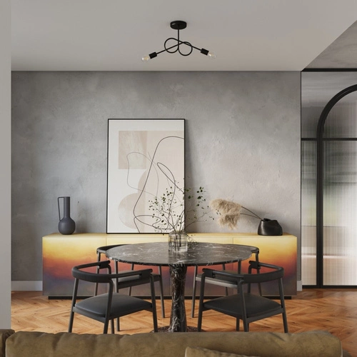 Lustr LOOP 2 černý minimalistický kovový do obývacího pokoje a ložnice SOLLUX LIGHTING